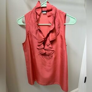 J. Crew Factory Silk Ruffle Neck Sleeveless Blouse
